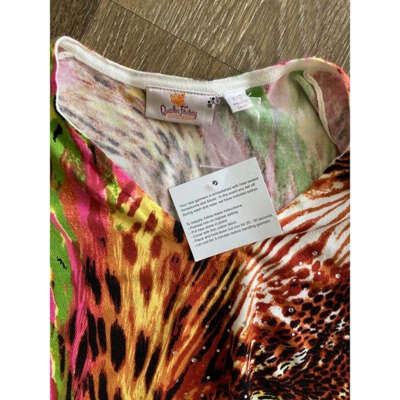 Quacker Factory Leopard and Pink Print Size XXS Top NWT - Picture 6 of 7